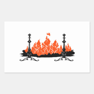 Roodvlammen, silhouette kunst rechthoekige sticker