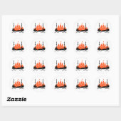 Roodvlammen, silhouette kunst ronde sticker (Vel)