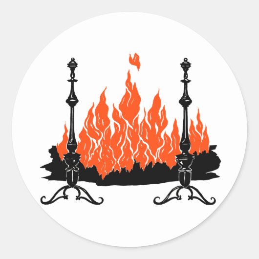 Roodvlammen, silhouette kunst ronde sticker (Voorkant)