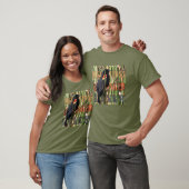 Roodvleugel T-shirt met zwarte vogel (Unisex)