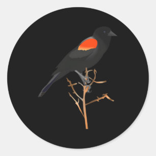Roodvleugelige merel voor vogelaars ronde sticker