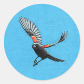 Roodvleugelige zwarte hond ronde sticker (Voorkant)