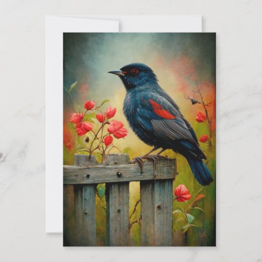 Roodvleugelige zwarte vogel Kaart (Voorkant)