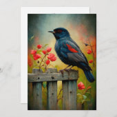 Roodvleugelige zwarte vogel Kaart (Voorkant / Achterkant)