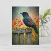 Roodvleugelige zwarte vogel Kaart (Staand voorkant)