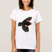 Roodvleugelige zwarte vogel t-shirt (Voorkant)