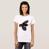 Roodvleugelige zwarte vogel t-shirt (Voorkant volledig)