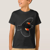 Roodvleugelige zwarte vogel t-shirt (Voorkant)