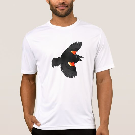 Roodvleugelige zwarte vogel t-shirt (Voorkant)