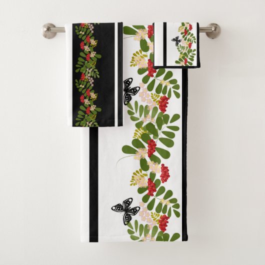 Roodvlinderblad zonder naadloze rowanberry botterf bad handdoek (Insitu)