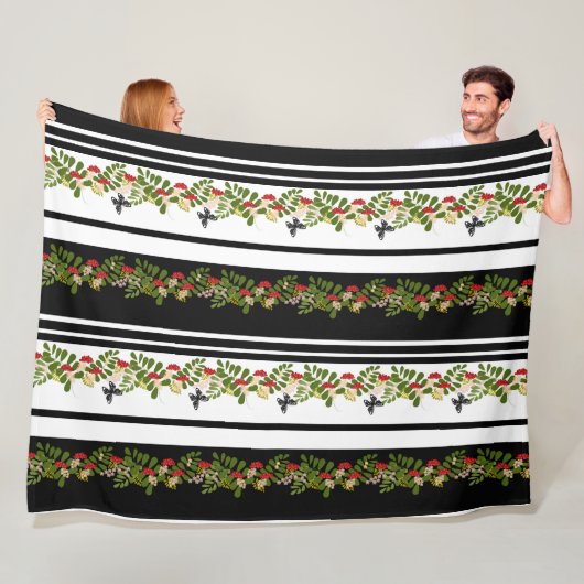 Roodvlinderblad zonder naadloze rowanberry botterf fleece deken (In situ)