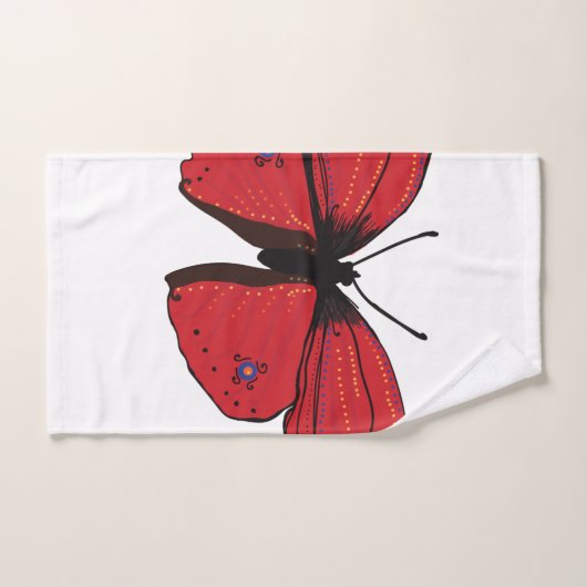 Roodvlindertekening Bad Handdoek (Handdoek)