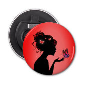 Roodvlindervrouw Button Flesopener (Voorkant)