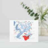 Roodvogel en briefkaart met rode bessen (Staand voorkant)