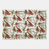 Roodvogel, holleblad, poinsettia, pijnboom theedoek (Horizontaal)