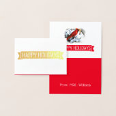 roodvogel in de sneeuw Prettige feestdagen Folie Kaarten (Display)