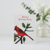 roodvogel in de zomer - verjaardagsfeest kaart (Staand voorkant)