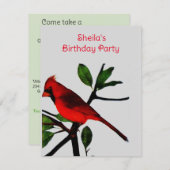 roodvogel in de zomer - verjaardagsfeest kaart (Voorkant / Achterkant)
