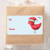 Roodvogel met Santa Hat tot en met Kerstmis Etiket (Insitu)