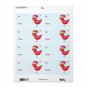 Roodvogel met Santa Hat tot en met Kerstmis Etiket (Full Sheet)