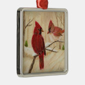 Roodvogels Metalen Ornament (Rechts)