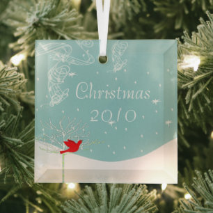 Roodvogelsneeuw Bevroren kerstversiering Glas Ornament