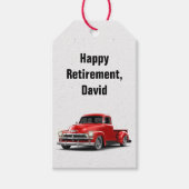 Roodvrachtwagen met terugboeking cadeaulabel (Voorkant)