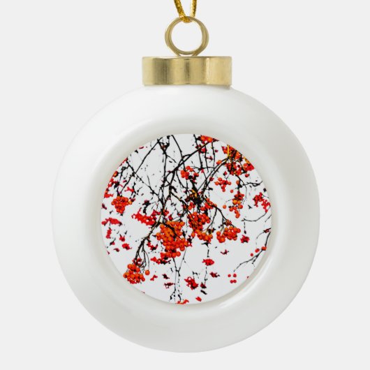 Roodvruchten of asbessen keramische bal ornament (Voorkant)