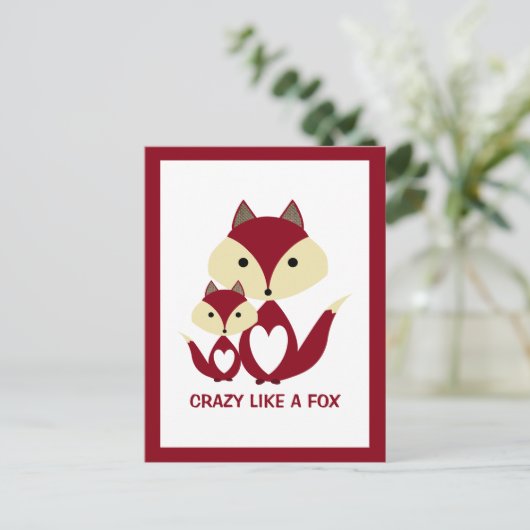 Roodwaasheid als een vos, Red Fox Burlap Briefkaart (Staand voorkant)
