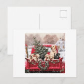 Roodwagen met kerstavond met Puppies honden Feestdagenkaart (Voorkant / Achterkant)