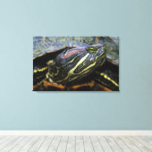 Roodwangschildpad, Trachemys scripta elegans, 2 Canvas Afdruk (Insitu (Houten vloer))