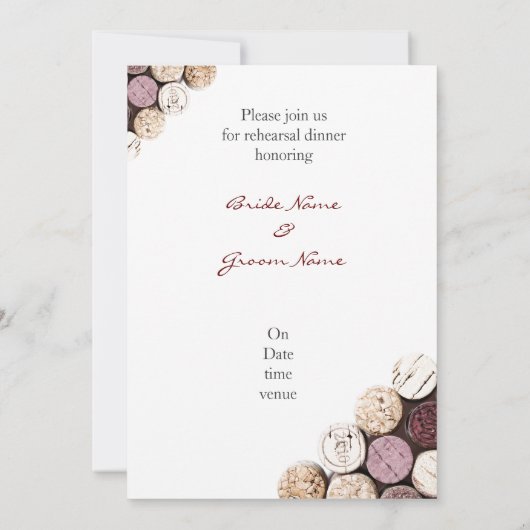 Roodwijn fleskurken repetitief diner kaart (Achterkant)