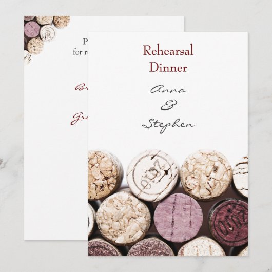 Roodwijn fleskurken repetitief diner kaart (Voorkant / Achterkant)