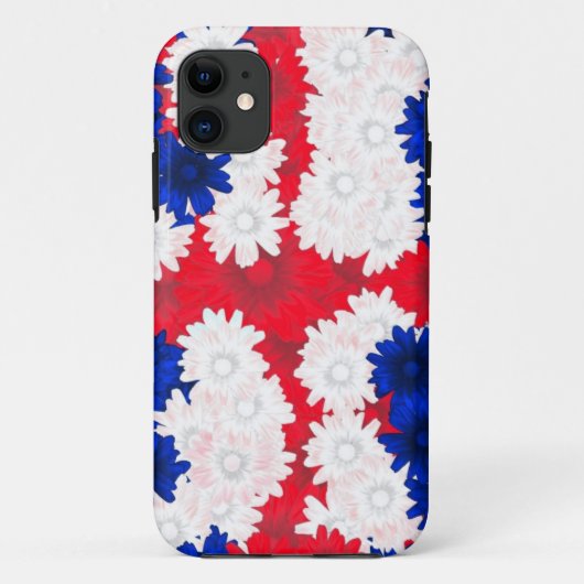 Roodwitte, blauwe bloemen Case-Mate iPhone case (Achterkant)