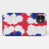 Roodwitte, blauwe bloemen Case-Mate iPhone case (Achterkant (horizontaal))