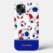 roodwitte blauwe voetballen op maat Case-Mate iPhone case (Achterkant)