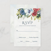 Roodwitte blauwe Waterverf Grieks huwelijk RSVP Kaartje (Voorkant / Achterkant)