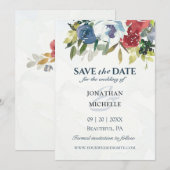 Roodwitte blauwe Waterverf Grieks huwelijk Save The Date (Voorkant / Achterkant)