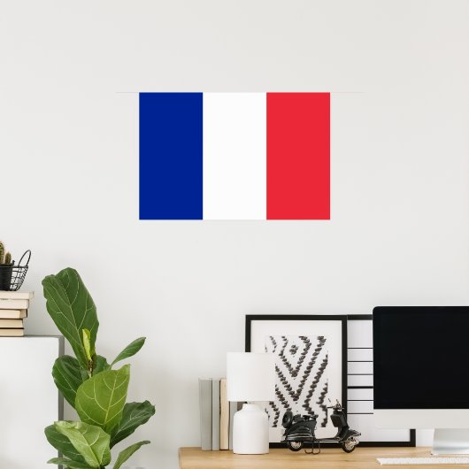 Roodwitte en blauwe vlag van Frankrijk Poster (Thuiskantoor)