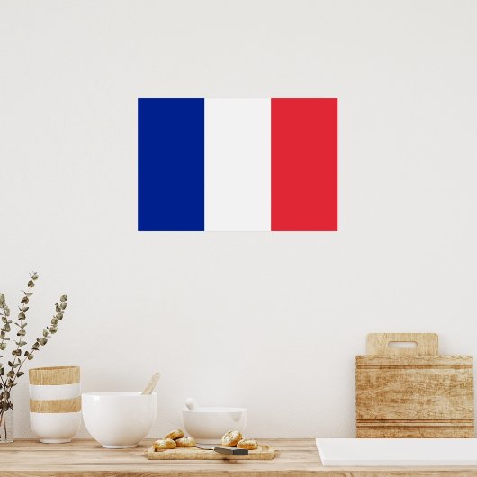 Roodwitte en blauwe vlag van Frankrijk Poster (Keuken)