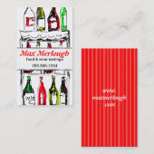 roodwitte flessen sommelier biz - kaart visitekaartje (Voorkant / Achterkant)