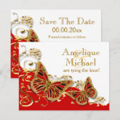 Roodwitte goudvlinder aankondigingskaart (Voorkant / Achterkant)