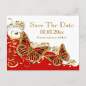 Roodwitte goudvlinder aankondigingskaart (Achterkant)