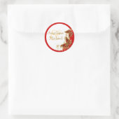 Roodwitte goudvlinder ronde sticker (Tas)