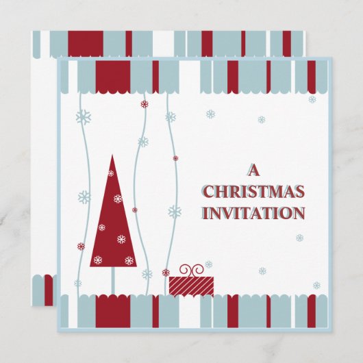 roodwitte kerst - uitnodiging (Voorkant / Achterkant)