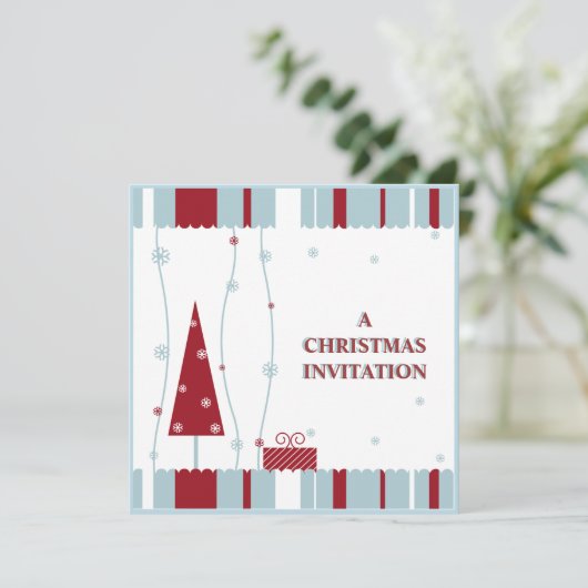 roodwitte kerst - uitnodiging (Staand voorkant)