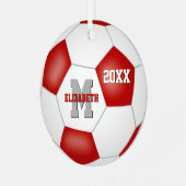 roodwitte school jongens voetbal metalen ornament (Voorkant links)