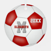 roodwitte school jongens voetbal metalen ornament (Achterkant)