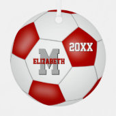 roodwitte school jongens voetbal metalen ornament (Voorkant)