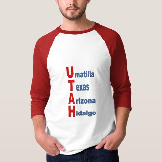 Roodwitte T-shirt TORISM WEST USA (Voorkant)